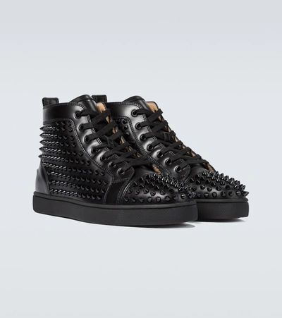 Shop Christian Louboutin Louis Spikes Sneakers In Black