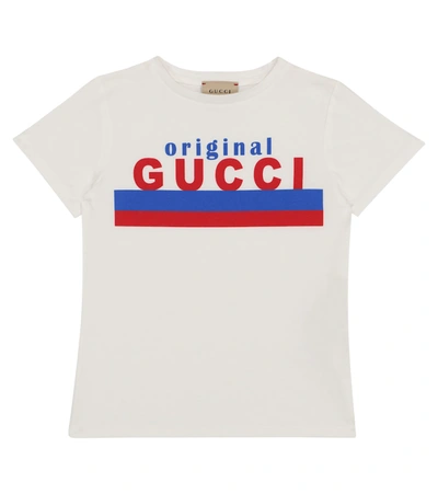 Shop Gucci Logo Cotton Jersey T-shirt In White