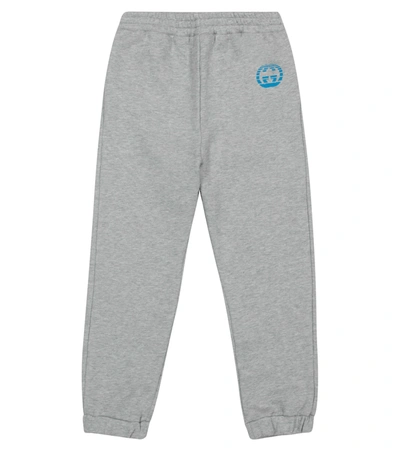 Shop Gucci Logo Cotton Jersey Trackpants In Grey