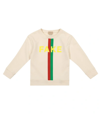 Shop Gucci Logo Cotton Jersey Sweatshirt In White