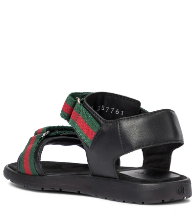 Shop Gucci Web Leather Sandals In Black