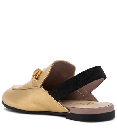 Shop Gucci Princetown Leather Slippers In Gold