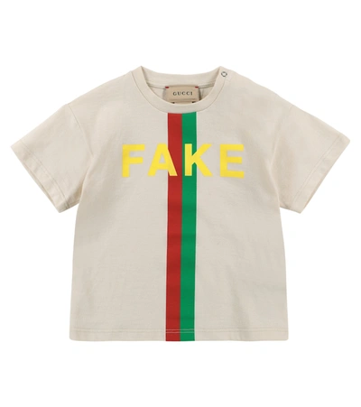 Shop Gucci Baby Logo Cotton Jersey T-shirt In White