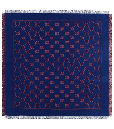 Shop Gucci Gg Lamé Scarf In Blue