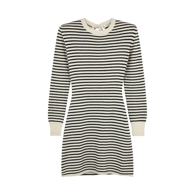 Shop Philosophy Di Lorenzo Serafini Striped Cashmere-blend Jumper Dress In White And Black