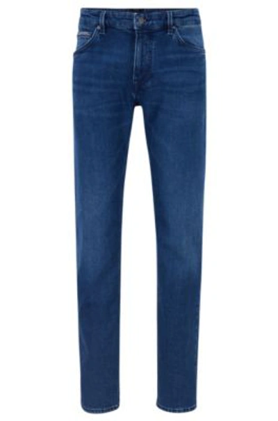 Shop Hugo Boss - Regular Fit Jeans In Blue Comfort Stretch Denim - Dark Blue