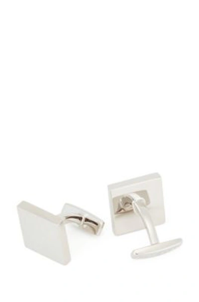 Shop Hugo Boss - Square Cufflinks With Stars And Logos - Silver