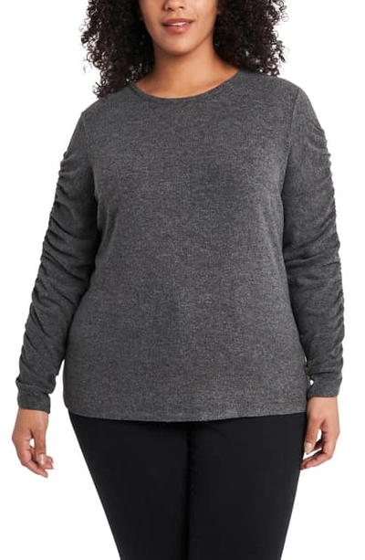 Shop 1.state Ruched Sleeve Knit Top In Medium Heather Grey