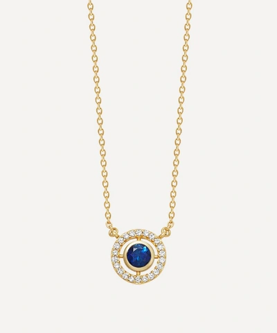 Astley Clarke 14ct Gold Mini Icon Aura Blue Sapphire And Diamond Pendant Necklace In Gold