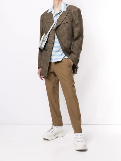 Shop Wooyoungmi Three-button Check Jacket In Brown