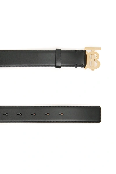 Shop Burberry Tb Leather Belt 35 In Black