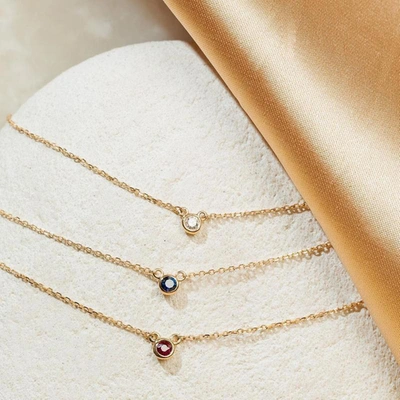 Shop Aurate Birthstone Necklace In Gold/ White