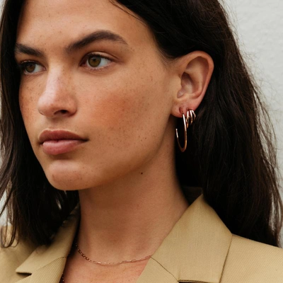 Shop Aurate Long Beam Hoops In Gold/ White