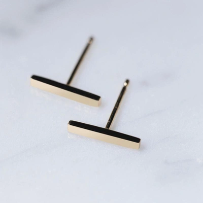 Shop Aurate Midi Gold Bar Earring In Gold/ Pink