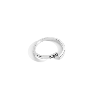 Shop Aurate Mini Wraparound Ring With Black Diamonds In Gold/ White