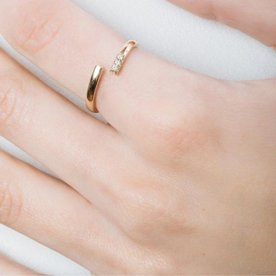 Shop Aurate Mini Wraparound Ring With Black Diamonds In Gold/ White