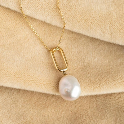 Shop Aurate Organic Pearl Drop Pendant In Gold