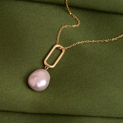 Shop Aurate Organic Pearl Drop Pendant In Gold