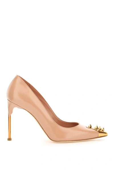Shop Alexander Mcqueen Leather Pumps With Studs In Copper 211 (pink)