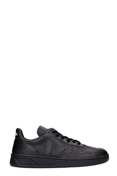 Shop Veja V-10 Sneakers In Black Leather