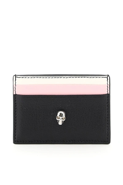 Shop Alexander Mcqueen Skull Multicolor Leather Card Holder In Multicolor Albpink (white)