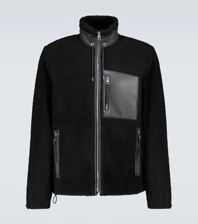 Shop Loewe Shearling Jacket In Black