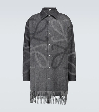 Shop Loewe Anagram Wool And Cashmere Shirt In Grey