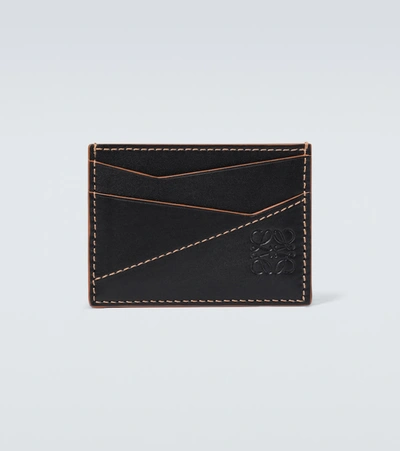 Shop Loewe Puzzle Leather Card Holder In Black