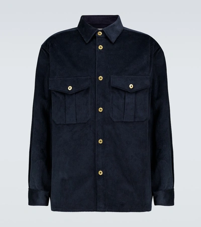 Shop Loewe Cotton Corduroy Overshirt In Blue