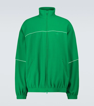 Shop Balenciaga Fleece Track Jacket In Green