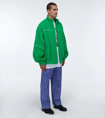 Shop Balenciaga Fleece Track Jacket In Green