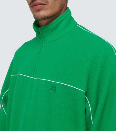 Shop Balenciaga Fleece Track Jacket In Green