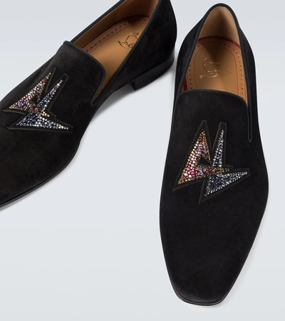 Shop Christian Louboutin Dandelion Suede Loafers In Black