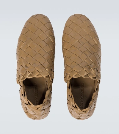 Shop Bottega Veneta Intrecciato Leather Loafers In Beige