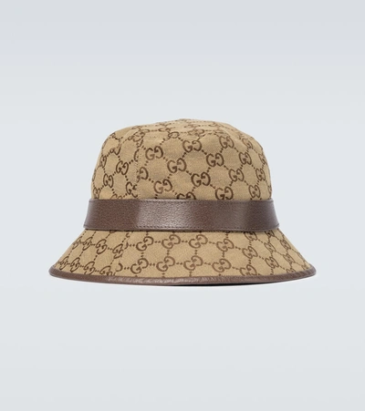 Gucci Gg Canvas Fedora Hat In Beige