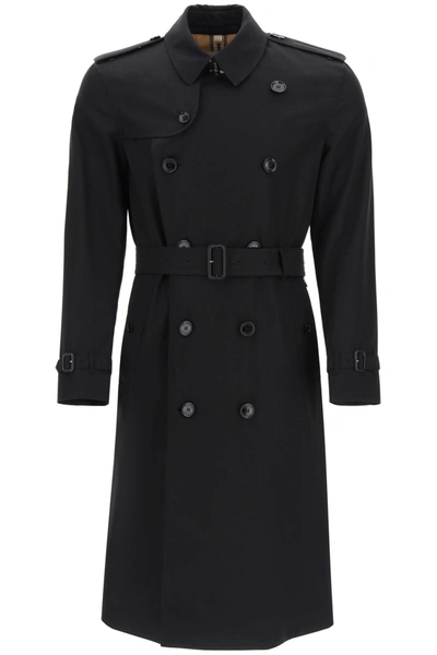 Shop Burberry Kensington Long Trench Coat In Black (black)