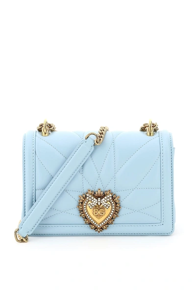 Shop Dolce & Gabbana Devotion Crossbody Mini Bag In Azzurro (light Blue)