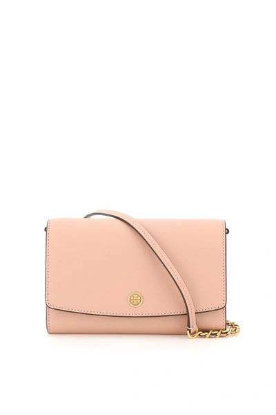 Shop Tory Burch Robinson Chain Clutch In Pink Moon (pink)