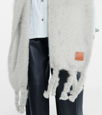 Shop Loewe Mohair And Wool-blend Scarf In Grey