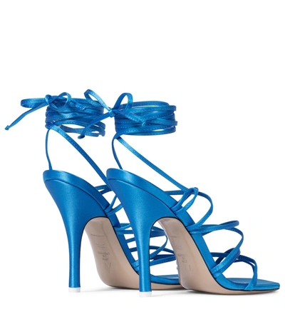 Shop Attico Fiona Satin Sandals In Blue