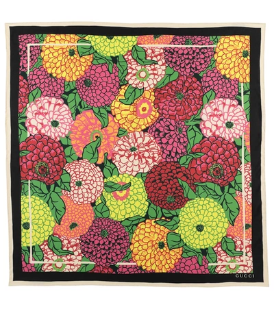 Shop Gucci X Ken Scott Floral Silk Scarf In Pink