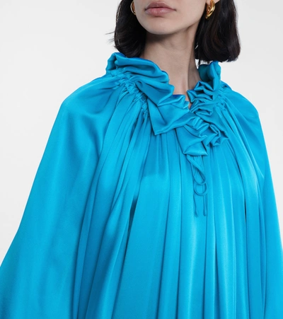 Shop Balenciaga Satin Midi Dress In Blue