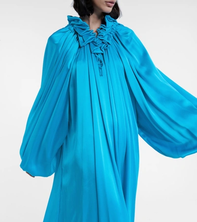 Shop Balenciaga Satin Midi Dress In Blue