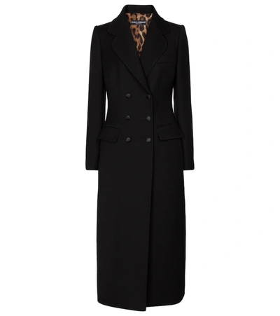 Shop Dolce & Gabbana Double-breasted Virgin Wool Coat In Black