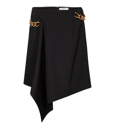 Shop Givenchy Chain-trimmed Wool Miniskirt In Black