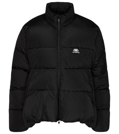 Shop Balenciaga C-shape Puffer Micro-faille Jacket In Black