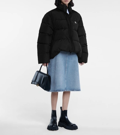 Shop Balenciaga C-shape Puffer Micro-faille Jacket In Black