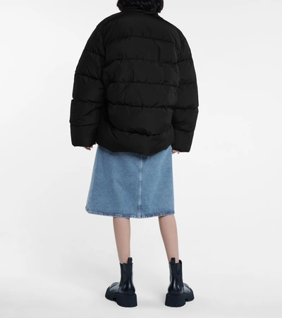 Balenciaga C-shape Oversized Hooded Quilted Shell Jacket In Black