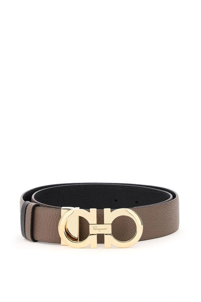 Shop Ferragamo Salvatore  Reversible Gancini Belt In Caraway Seed