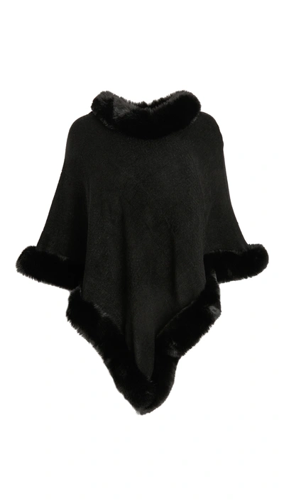 Shop Adrienne Landau Faux Fur Knit Cape In Black